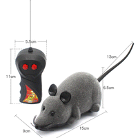 HKM-0914365 Remote-Controlled Flocking Cat Mouse Toy in Black, Gray, and Brown – Battery Not Included