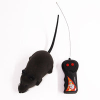 HKM-0914365 Remote-Controlled Flocking Cat Mouse Toy in Black, Gray, and Brown – Battery Not Included