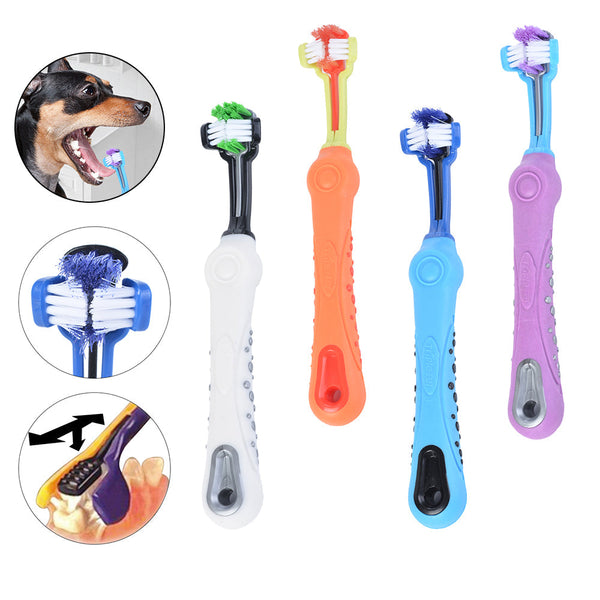 HKM-0914621 Three-Sided Pet Toothbrush for Effective Tartar Removal and Gum Care