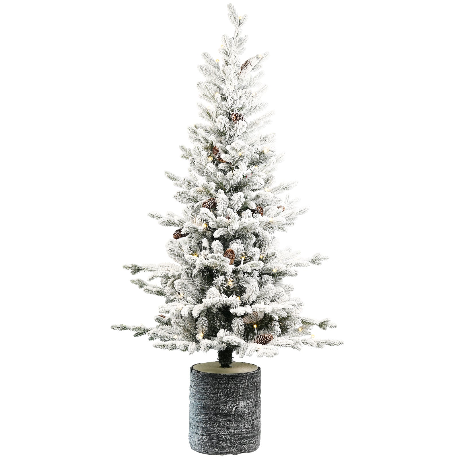 HKM-091475 Pre-lit Flocked Mini Tabletop Christmas Tree with LED Lights in Various Heights for Indoor and Outdoor Décor