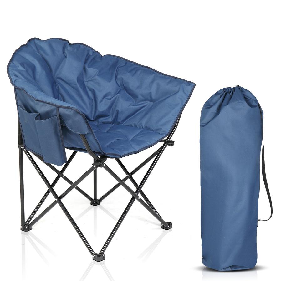 HKM-091539 Sturdy Blue Camping Chair with Steel Frame - Supports Up to 120kg