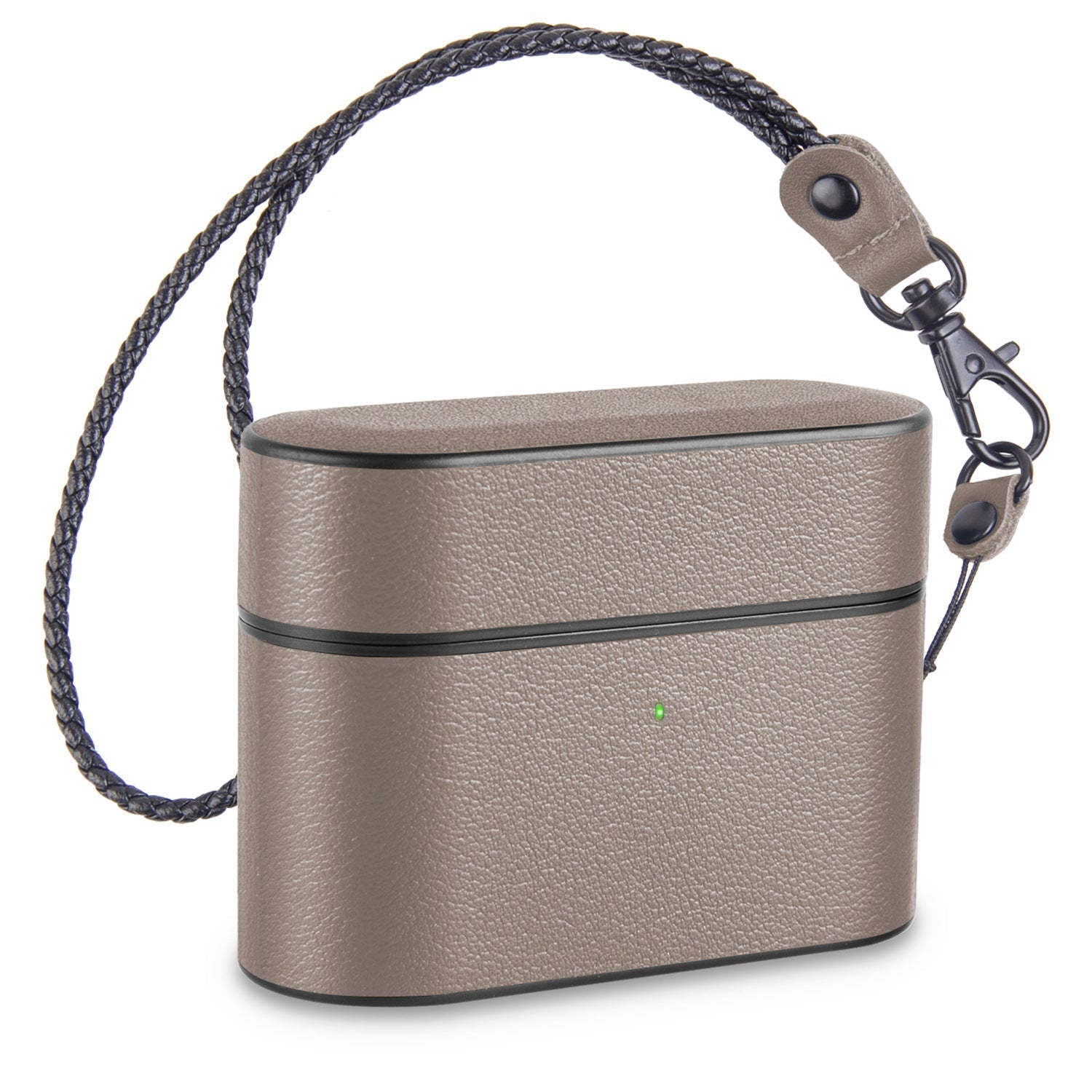 HKM-091539 Wireless Bluetooth Headset Leather Case Compatible with iPhone Models - Protective Cover with Hand Strap