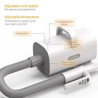 HKM-091603 Adjustable Speed & Temperature Pet Hair Dryer with Grooming Force Blower for Cats and Dogs