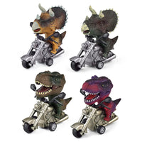 HKM-091603 Dinosaur Pull Back Motorcycle Toy - Friction Vehicle for Kids Ages 5 and Up, PVC Material, 6x12x10cm