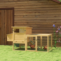 HKM-0916413 75" Wooden Chicken Coop with Nesting Box, Removable Tray, Ramp, and Secure Run for Backyard Use