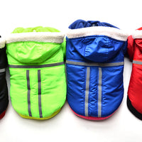 HKM-0917181 Reflective Silk Cotton-Padded Hooded Jacket for Small Dogs - Casual Autumn/Winter Wear, Available in Multiple Colors
