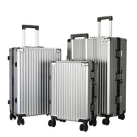 HKM-091731 Custom Aluminium Travel Luggage in 20, 24, 28 Inch Sizes with PC Spinner Wheels