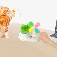 HKM-0917565 Windmill Cat Stick Toy with Interactive Blades and Flexible Pulling Rod