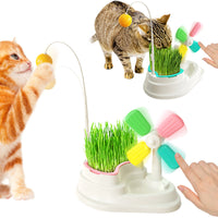 HKM-0917565 Windmill Cat Stick Toy with Interactive Blades and Flexible Pulling Rod