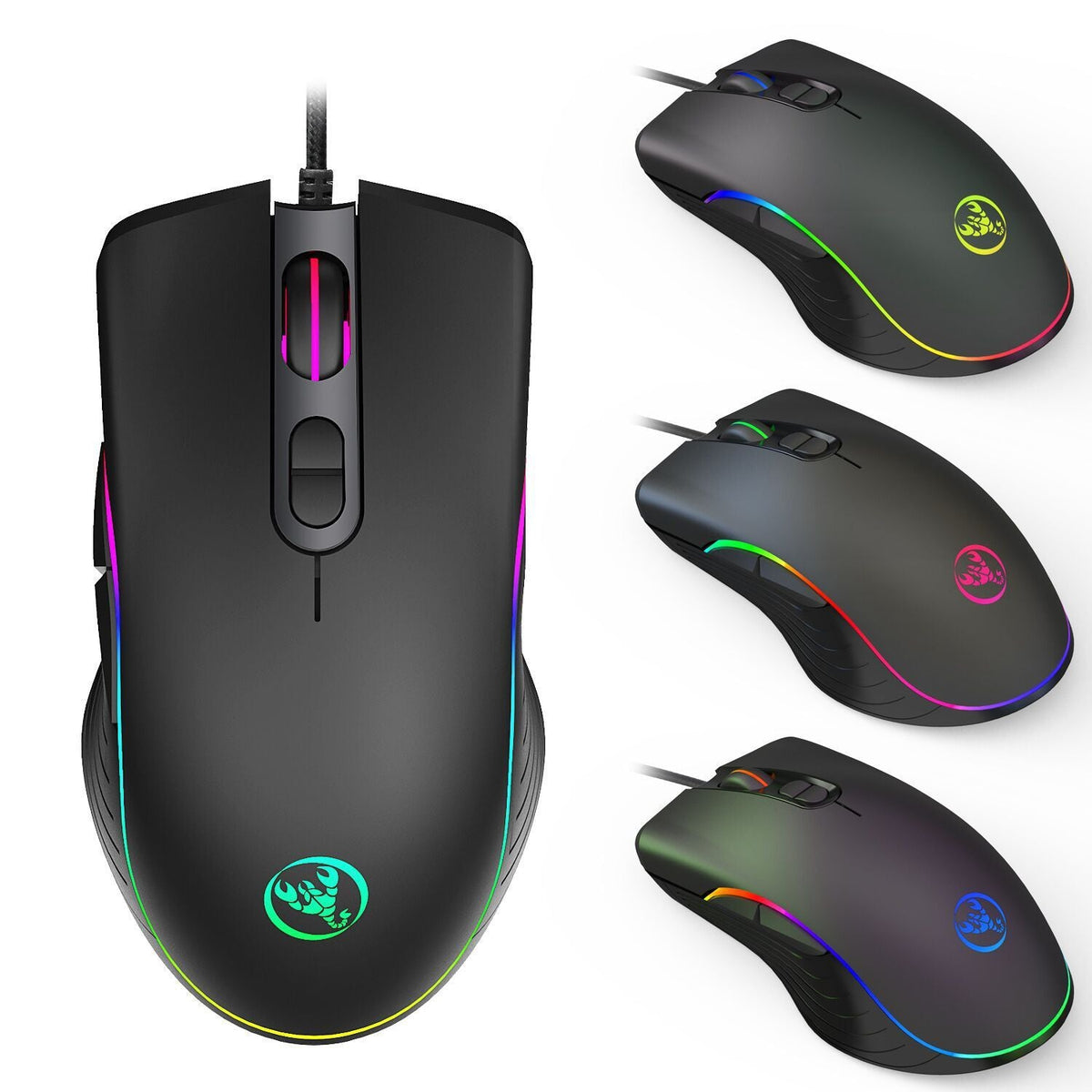HKM-091859 Wired Ergonomic Gaming Optical Mouse with Adjustable DPI and 7 Keys