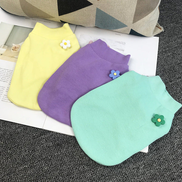 HKM-0919101 Floral Cotton Bottoming Shirt for Cats in Multiple Colors and Sizes
