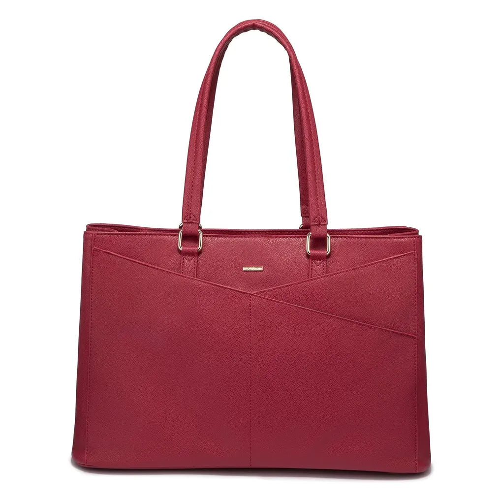 HKM-092051 Waterproof PU Leather Laptop Tote Bag for Women - 15.6 Inch Business Briefcase