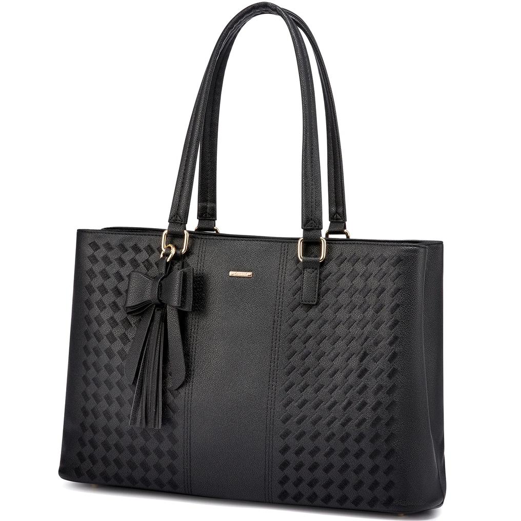 HKM-092051 Waterproof PU Leather Laptop Tote Bag for Women - 15.6 Inch Business Briefcase