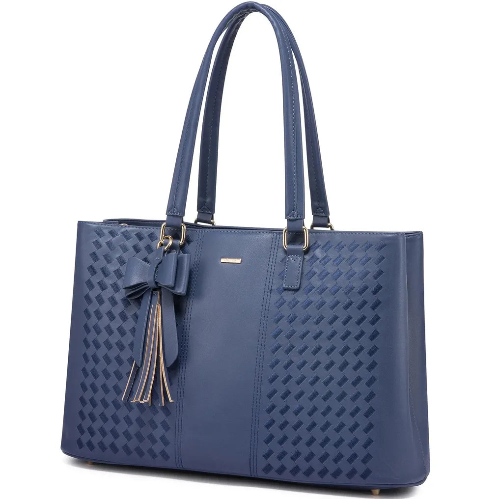 HKM-092051 Waterproof PU Leather Laptop Tote Bag for Women - 15.6 Inch Business Briefcase