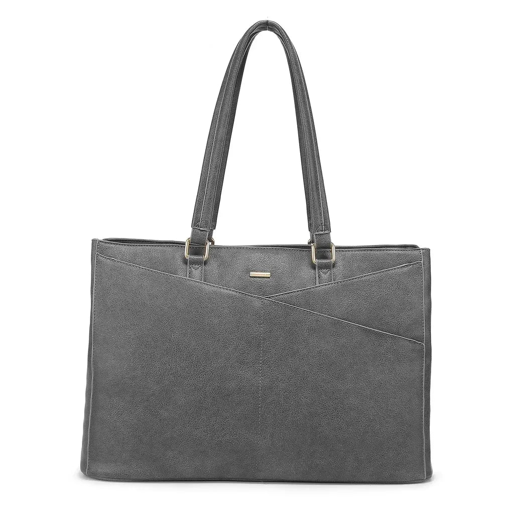 HKM-092051 Waterproof PU Leather Laptop Tote Bag for Women - 15.6 Inch Business Briefcase