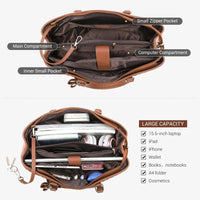 HKM-092051 Waterproof PU Leather Laptop Tote Bag for Women - 15.6 Inch Business Briefcase