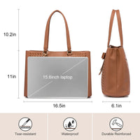 HKM-092051 Waterproof PU Leather Laptop Tote Bag for Women - 15.6 Inch Business Briefcase