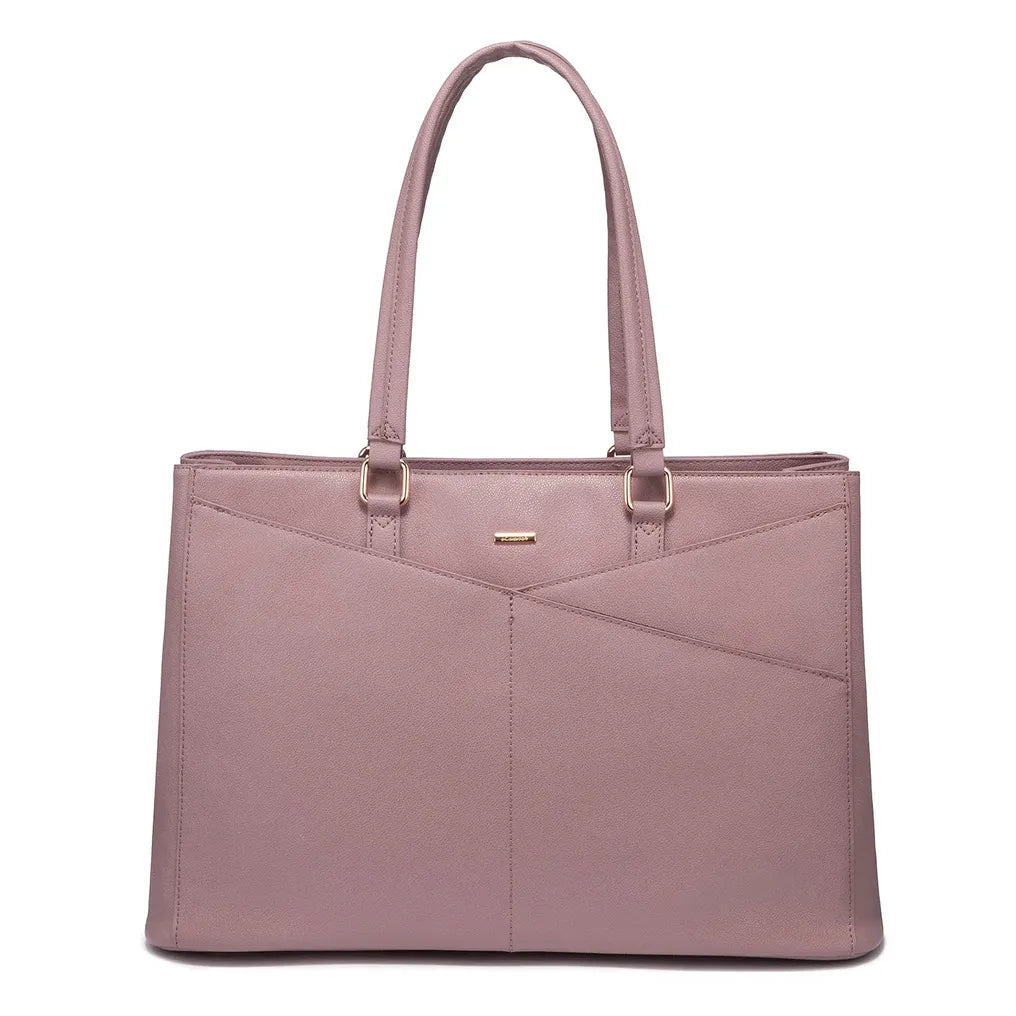 HKM-092051 Waterproof PU Leather Laptop Tote Bag for Women - 15.6 Inch Business Briefcase