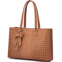 HKM-092051 Waterproof PU Leather Laptop Tote Bag for Women - 15.6 Inch Business Briefcase