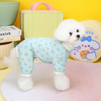 HKM-0920893 Floral Waffle Dog Clothes in Yellow, Green, and Sky Blue - Various Sizes Available