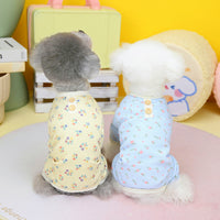 HKM-0920893 Floral Waffle Dog Clothes in Yellow, Green, and Sky Blue - Various Sizes Available