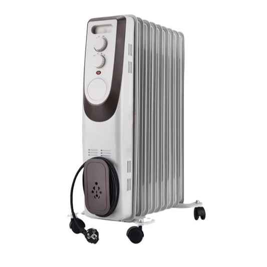 HKM-092115 Portable Oil-Filled Radiator Heater with Adjustable Thermostat and Safety Features