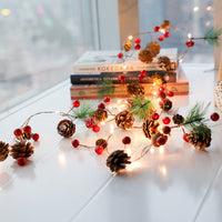 HKM-092115 Warm White Pine Cone Star String Lights with 20 LED Bulbs for Christmas Tree Decoration, 2M Length