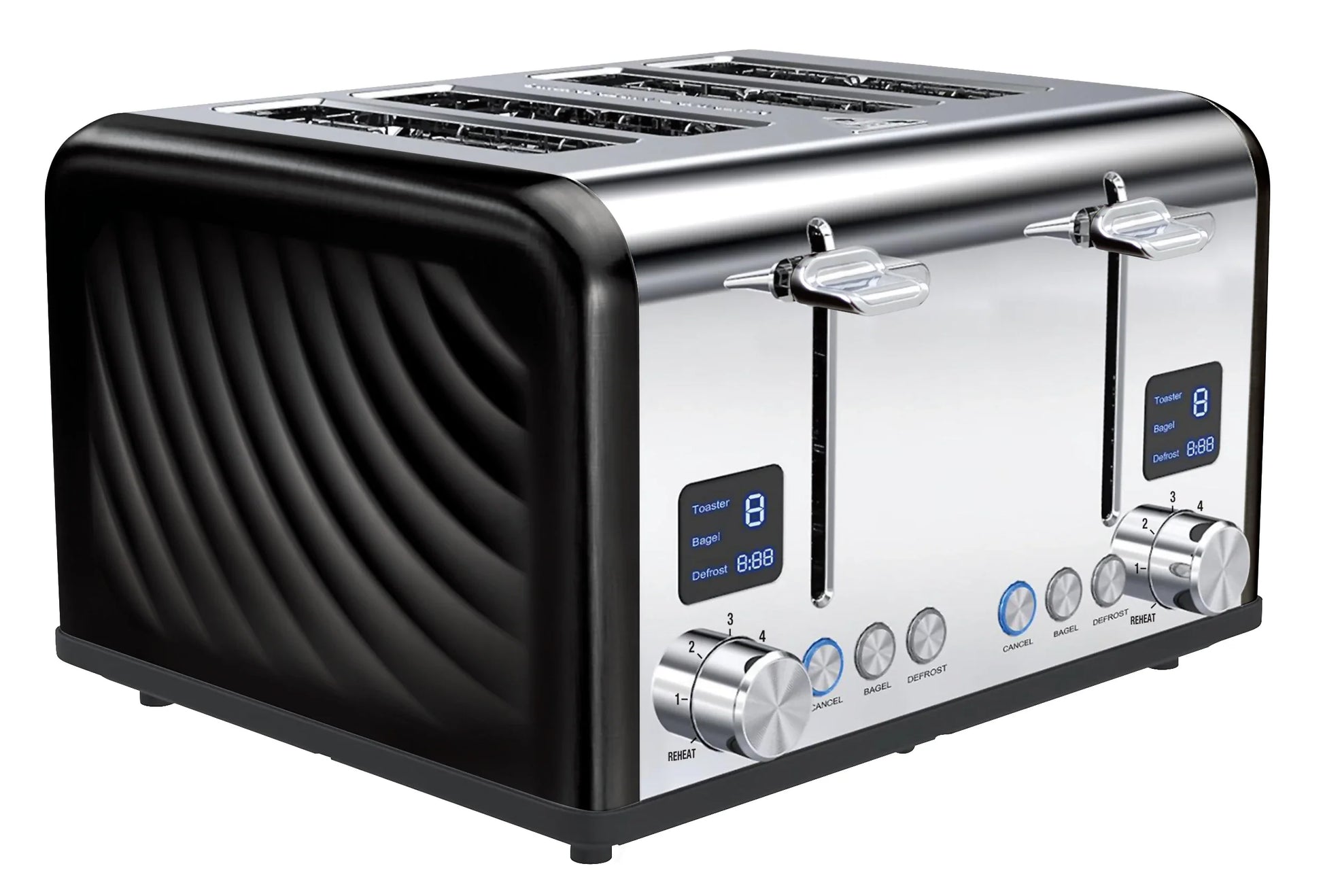 HKM-092243 Stainless Steel 4-Slice Toaster with Adjustable 1-6 Level Browning Control