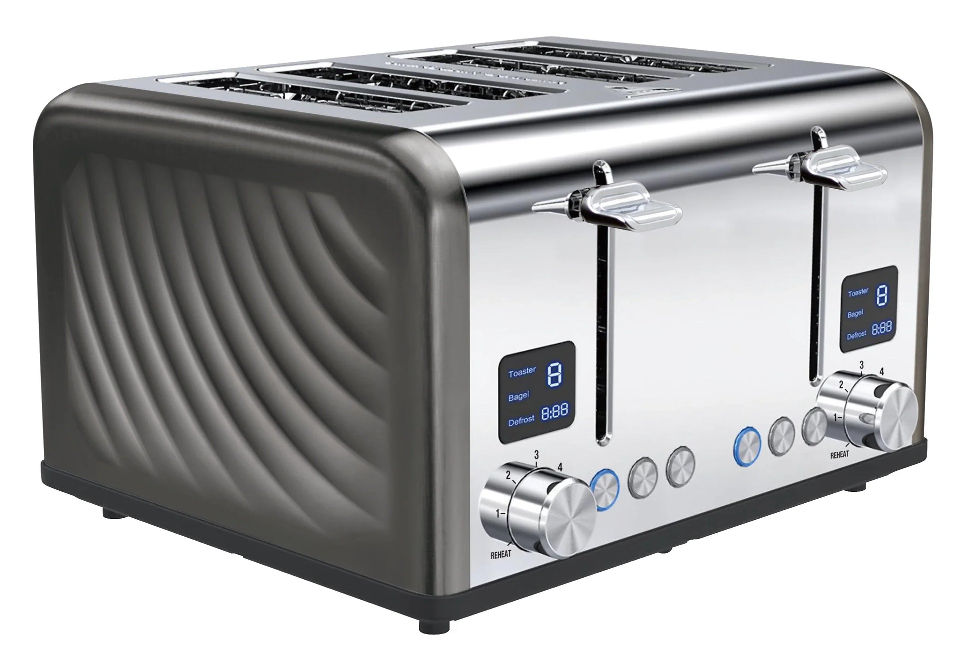 HKM-092243 Stainless Steel 4-Slice Toaster with Adjustable 1-6 Level Browning Control