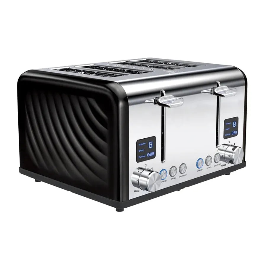 HKM-092243 Stainless Steel 4-Slice Toaster with Adjustable 1-6 Level Browning Control