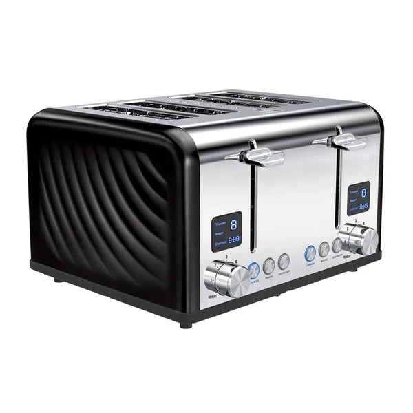 HKM-092243 Stainless Steel 4-Slice Toaster with Adjustable 1-6 Level Browning Control