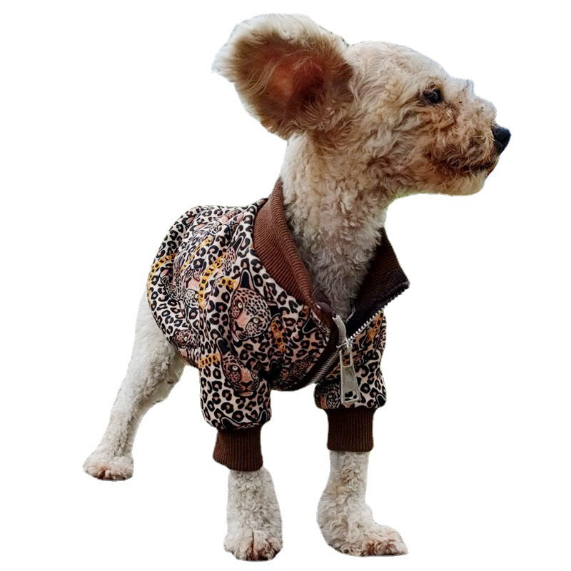 HKM-0923069 Leopard Print Casual Dog Clothing for Spring and Autumn - Polyester, Sizes XS to 2XL