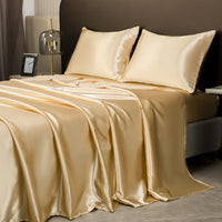 HKM-092307 Four-Piece Fleece Bed Sheet Set with Fitted Sheet and Pillowcases in Multiple Sizes