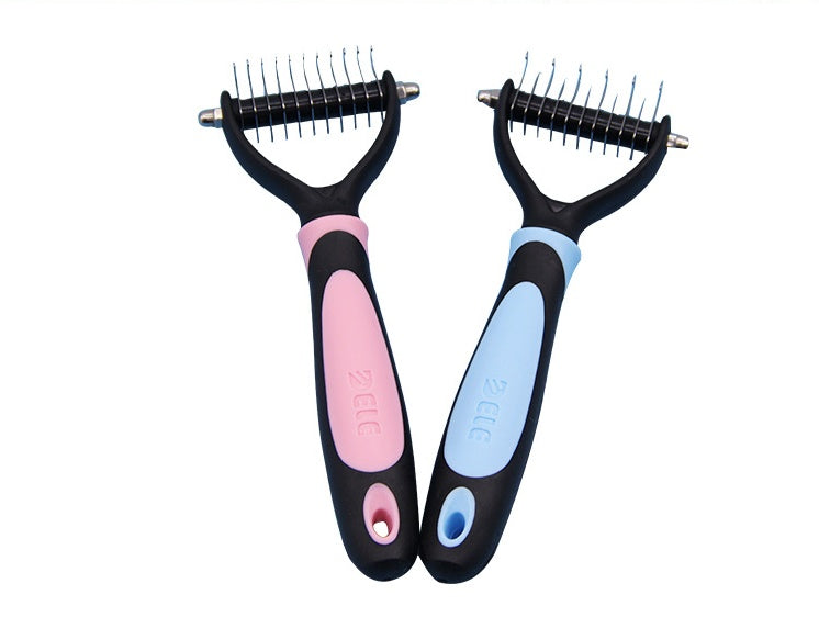 HKM-0924093 All-in-One Pet Dematting Comb with Stainless Steel Teeth and Double-Sided Design for Effective Grooming