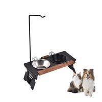 HKM-0924477 Pet Double Bowl Rack with Lamp Post for Outdoor Use - Suitable for Small and Medium Pets