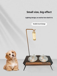 HKM-0924477 Pet Double Bowl Rack with Lamp Post for Outdoor Use - Suitable for Small and Medium Pets