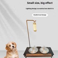 HKM-0924477 Pet Double Bowl Rack with Lamp Post for Outdoor Use - Suitable for Small and Medium Pets