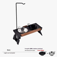 HKM-0924477 Pet Double Bowl Rack with Lamp Post for Outdoor Use - Suitable for Small and Medium Pets