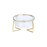 HKM-092499 Elevate Your Pet's Dining Experience with a Stylish Glass and Beech Pet Bowl - Large 800ml / Small 480ml Options Available
