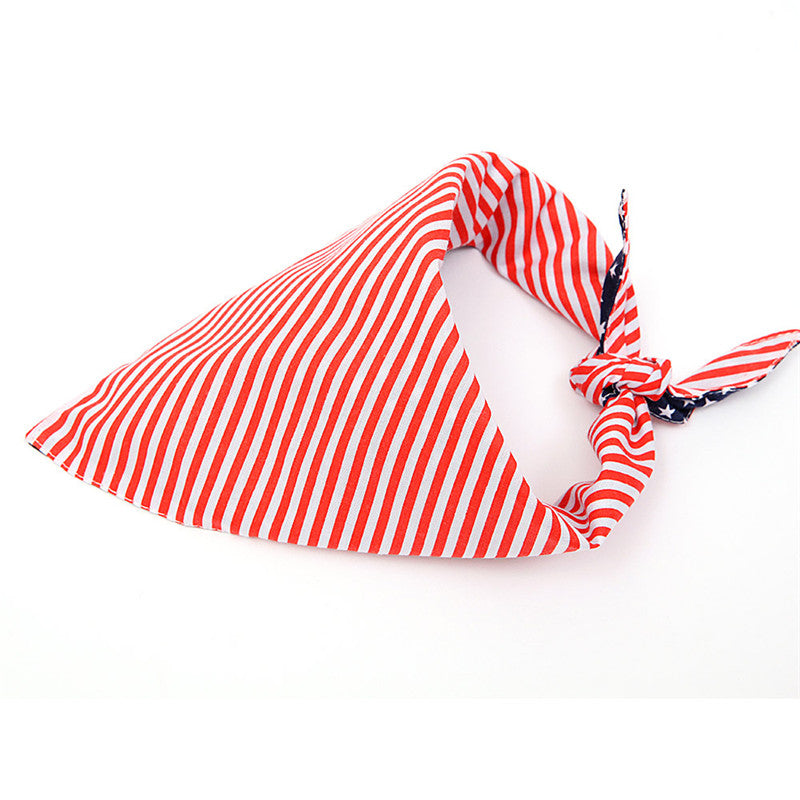 HKM-0925885 American Flag Pet Triangle Scarf for Dogs - Cotton Material, Casual Style