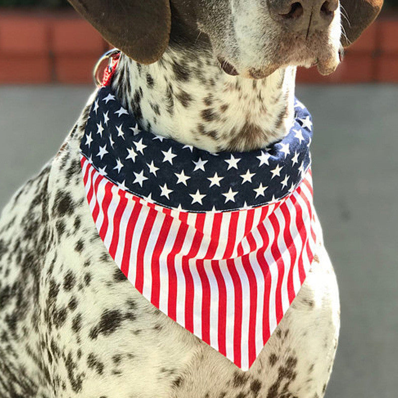 HKM-0925885 American Flag Pet Triangle Scarf for Dogs - Cotton Material, Casual Style