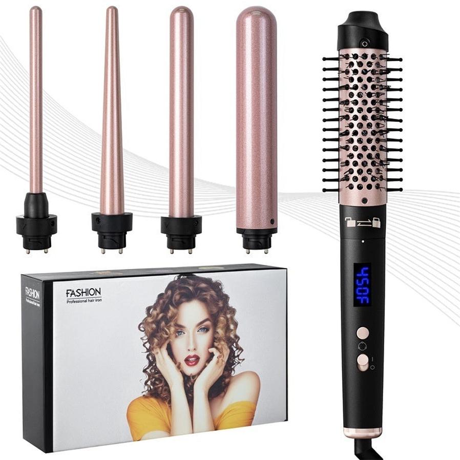 HKM-092627 Automatic Multifunctional Large Wave Hair Curler with Headbands - Rose Gold and Black Options, 1000W, Wired Power Supply