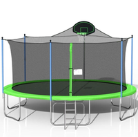 HKM-092691 16FT Trampoline with Basketball Stand and Safety Netting for Kids