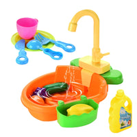 HKM-092755 Playful Kitchen Washing Sink Toy Set with Recirculating Faucet and Food Accessories for Kids 2-4 Years