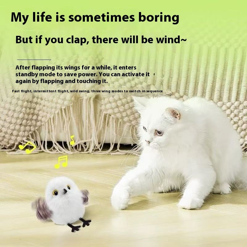 HKM-0927933 Small Plush Fat Cat Toy - Self-Hi Relieving Simulation Bird for Pets