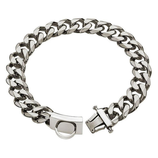 HKM-092883 Durable Stainless Steel Chain Dog Collar for Medium and Large Breeds - Anti-Bite Design, Multiple Sizes Available