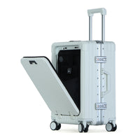 HKM-092883 Lightweight Aluminium Frame Carry-On Suitcase with Front Pocket for Travel