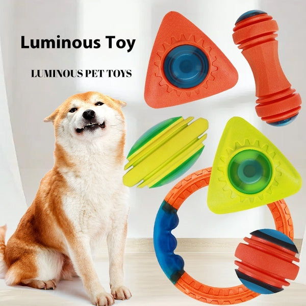 HKM-0929085 Luminous Bite-Resistant Interactive Dog Toy Set - Molar Rod, Teether Ball & Rugby