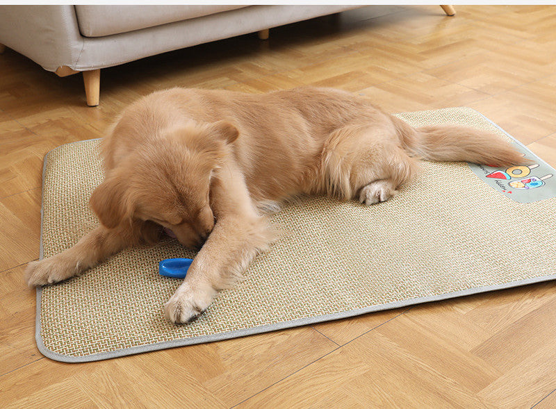 HKM-0930109 Cooling Pet Mat for Dogs - Non-Slip Rattan & Sponge Ice Cushion in Various Sizes