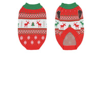 HKM-0932029 Cozy Red Wool Snow Elk Christmas Sweater for Cats and Dogs